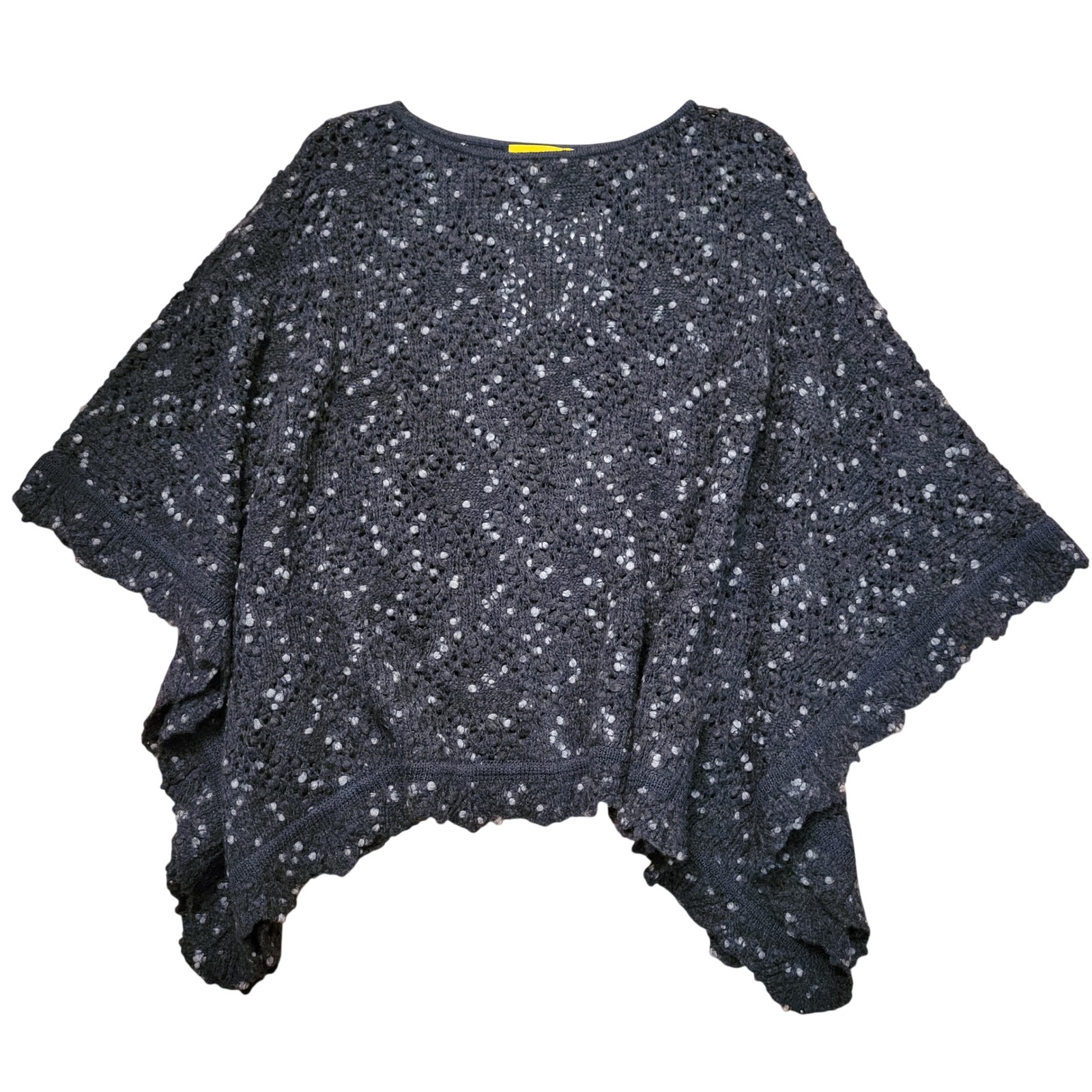 St John Gray Wool Knit Scalloped Poncho Cape S Charcoal Marled Cozy Layering